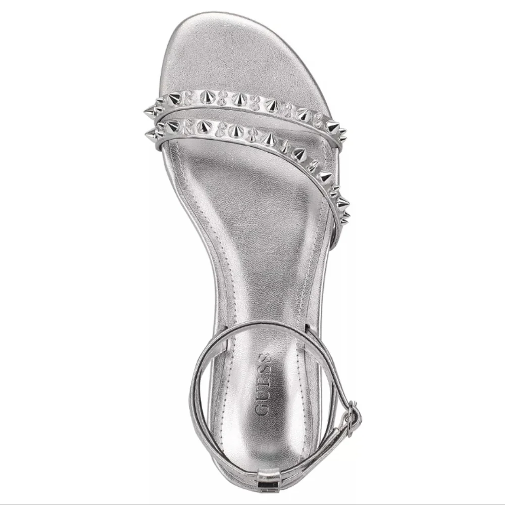 Guess Teagin Studded Strappy Sandals Silver -8 - Picture 4 of 8